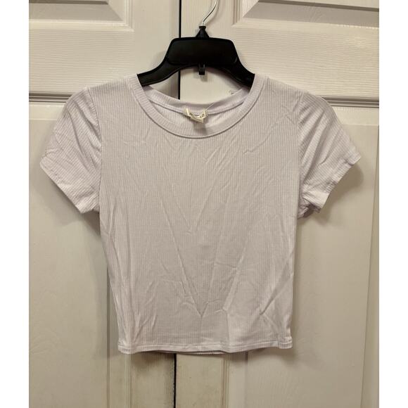 Bozzolo Tops - NWOT Bozzolo Women’s Ribbed Cropped Short Sleeve Top White Size Large
